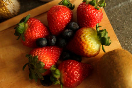 Strawberries and blueberriesの写真素材