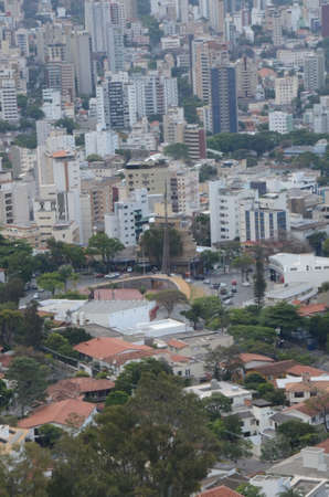 Landscape of the city of Belo Horizonte, State of Minas Gerais, Brazil at a sunny day with blue sky at 3pm in the springの写真素材