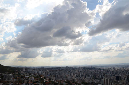 Landscape of the city of Belo Horizonte, State of Minas Gerais, Brazil at a sunny day with blue sky at 3pm in the springの写真素材