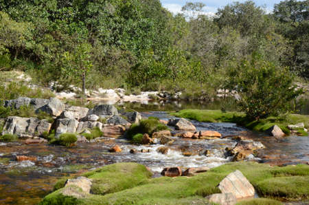 River and Waterfall at Rio Preto State Park in Minas Gerais called Prainha (translate to little beach)の写真素材
