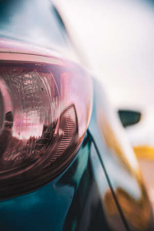 Close-up from the headlights of a car. Shoot in denmark.の写真素材