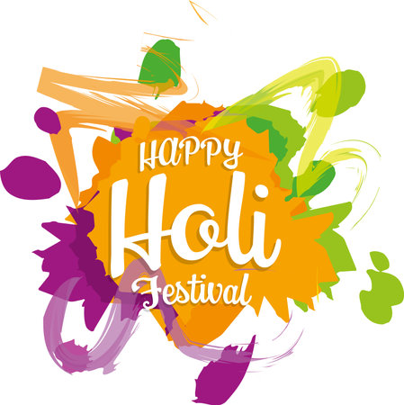 Vivid color vector illustration of a holi festival poster, the color yellow predominatesのイラスト素材