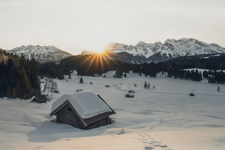 Sunrise over the Geroldseeの写真素材