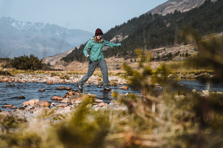 river through the landscape of Scotlandの写真素材