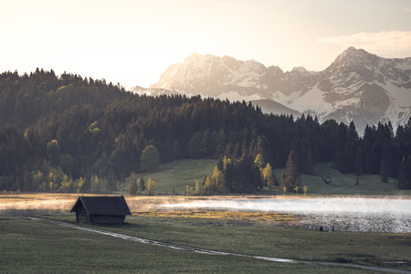 Beautiful sunrise at the Geroldseeの写真素材