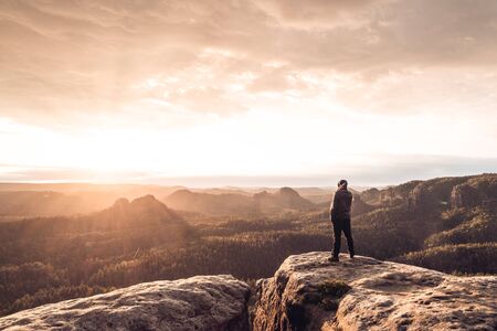 Man At the top of the National Park Saxon Switzerland