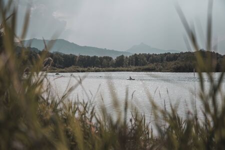 The landscape around the lake Grüntenseeの写真素材