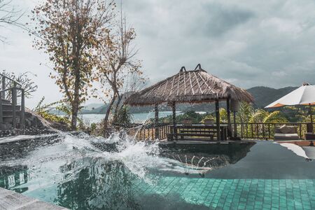 A pool with that ocean view at south Lombokの写真素材