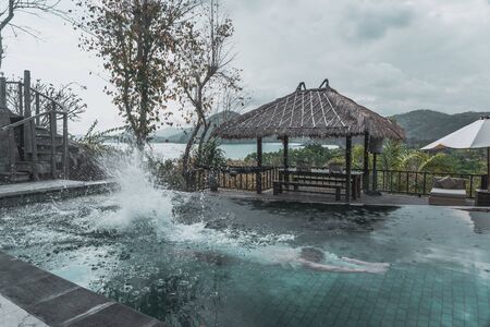 A pool with that ocean view at south Lombokの写真素材