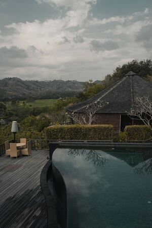 A pool with that ocean view at south Lombokの写真素材