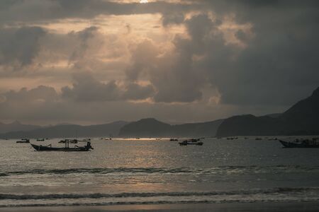 Amazing Sunset at the beach of Lombokの写真素材
