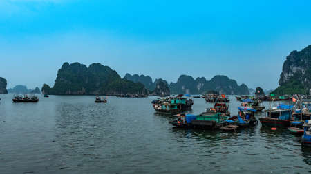 Vietnam Halong Bay boat tour habour viewの写真素材