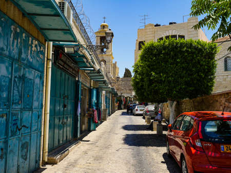 Palestine Bethlehem lonely street view in summerの写真素材