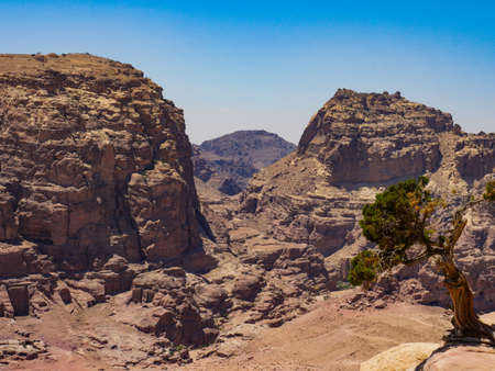 Jordan View over petra from top of the mountain in summerの写真素材