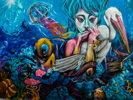 Chile Street Art marine art valparaisoのeditorial素材