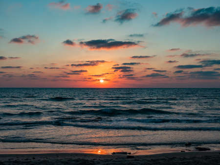 Israel beautiful Sun set at the beachの写真素材