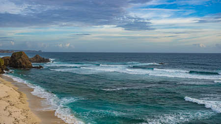 Beautiful beach view on kuta lombok indonesia beach lonely with clear waterの写真素材