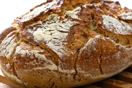 zoom on a country bread. homemade sourdoughの写真素材