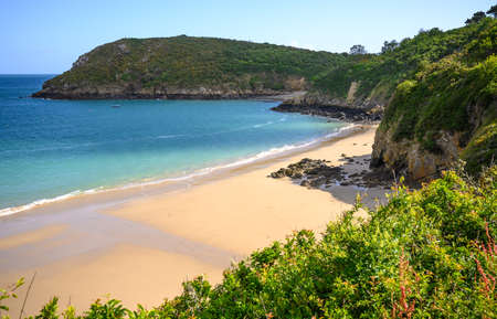 Seascape with turquoise water in north brittany in franceの写真素材