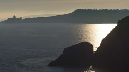 Sunrise from the cliff, backlight of fort lalatte. Strong contrast and beautiful lightの写真素材