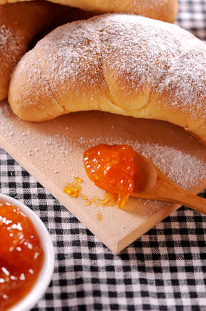 Breakfast with croissantの写真素材