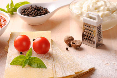 ingredients for lasagnaの写真素材