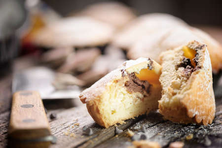 tasty muffin cakes with chocolateの写真素材