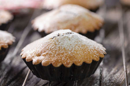 tasty muffin cakes with chocolateの写真素材