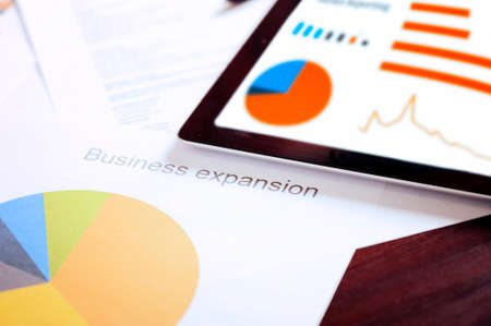 spreadsheet and a tabletの写真素材