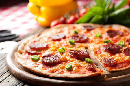 pepperoni pizzaの写真素材