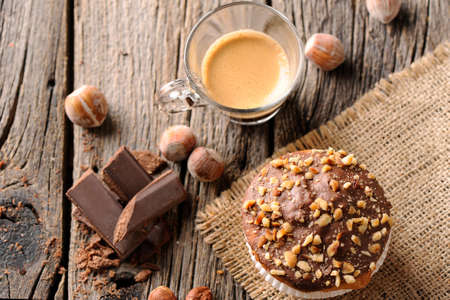 Muffin on wooden table