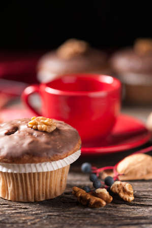 muffin and cup of coffeeの写真素材