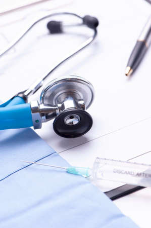 Stethoscope with blue doctor coat