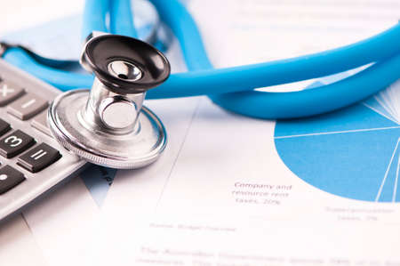 Stethoscope on a graphic chartsの写真素材