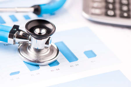 Stethoscope on a graphic chartsの写真素材