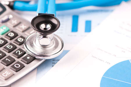 Stethoscope on a graphic chartsの写真素材