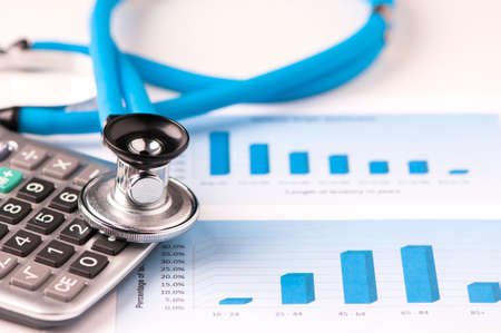 Stethoscope on a graphic chartsの写真素材