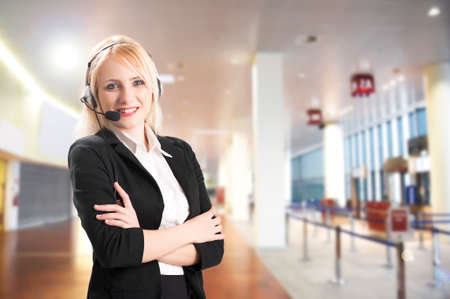 Call center woman with headsetの写真素材