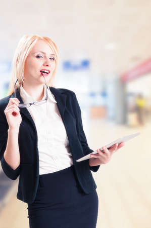 Businesswoman using a tabletの写真素材