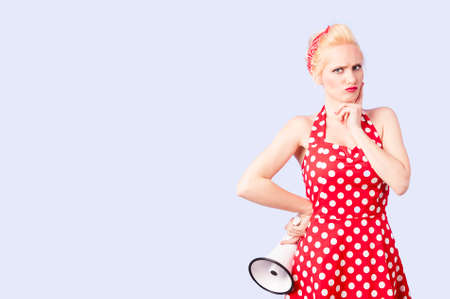 Megaphone, Women, Shouting.の写真素材