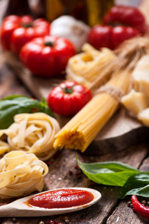 Pasta and fresh vegetablesの写真素材