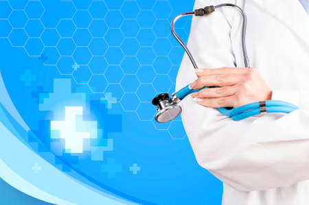Doctor holding Stethoscope with icon healthの写真素材
