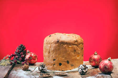 Homemade Panettone. Tradidional Italian Christmas Cakeの写真素材