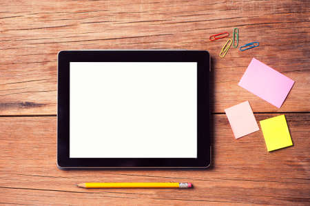 Tablet on deskの写真素材