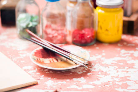 Paints and brushesの写真素材