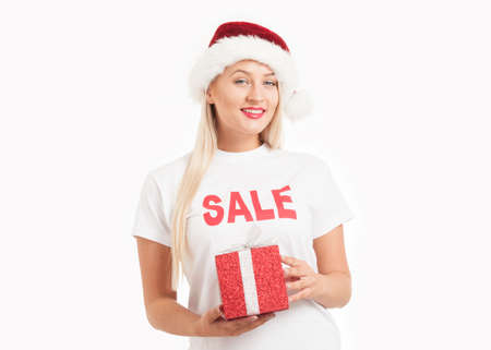 Young Woman Holding a Giftの写真素材