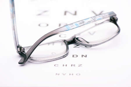 Sight test seen through eye glassesの写真素材
