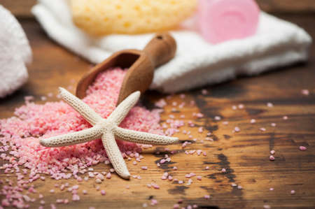 Spa composition on wooden backgroundの写真素材