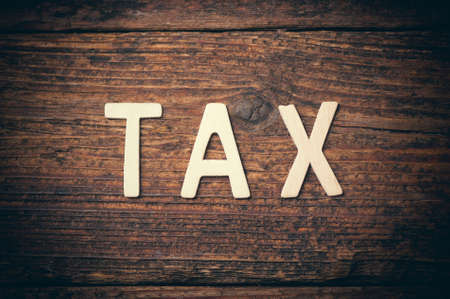 Word Tax on wooden tableの写真素材