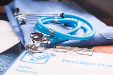 RX prescription form and stethoscope